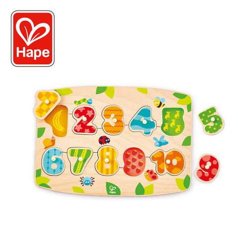 हेप संख्या पेग पहेली | Toddlers, 10-टुकड़ा के लिए शैक्षिक लकड़ी के आरा पहेली खिलौना