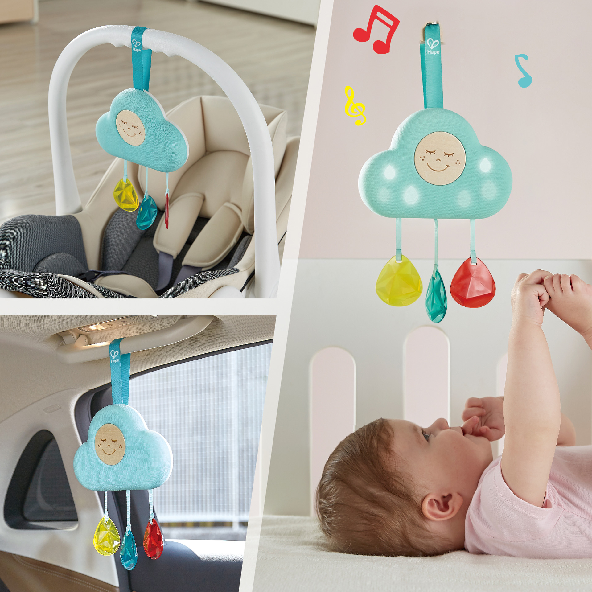 हेप संगीत क्लाउड लाइट | संगीत, रोशनी और सेंसर के साथ बेबी का पालना मोबाइल