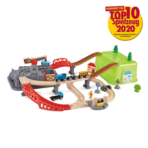 हेप रेलवे बाल्टी बिल्डर सेट | 50-टुकड़ा मल्टी-रंग लकड़ी की ट्रेन सेट खिलौना, बच्चों के लिए निर्माण भवन किट