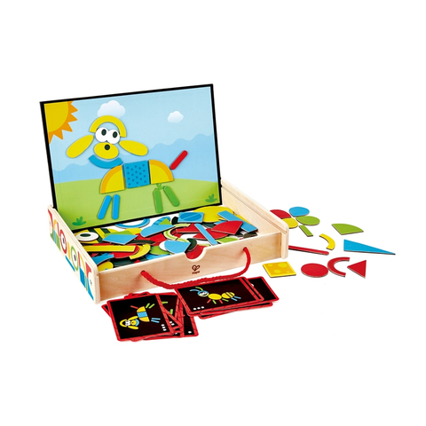 हेप चुंबकीय कला बॉक्स | बच्चों के लिए लकड़ी के बक्से के साथ 91-टुकड़ा ऑन-द-गो मैग्नेट खिलौना प्लेसेट