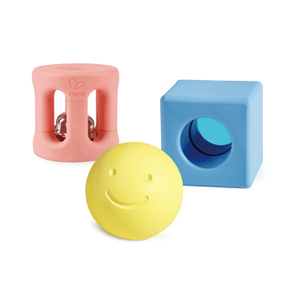 हेप ज्यामितीय रैटल | नवजात शिशु, शिशुओं और toddlers के लिए रंगीन रैटल खिलौने, 3 टुकड़ा प्रारंभिक शैक्षिक खिलौना सेट
