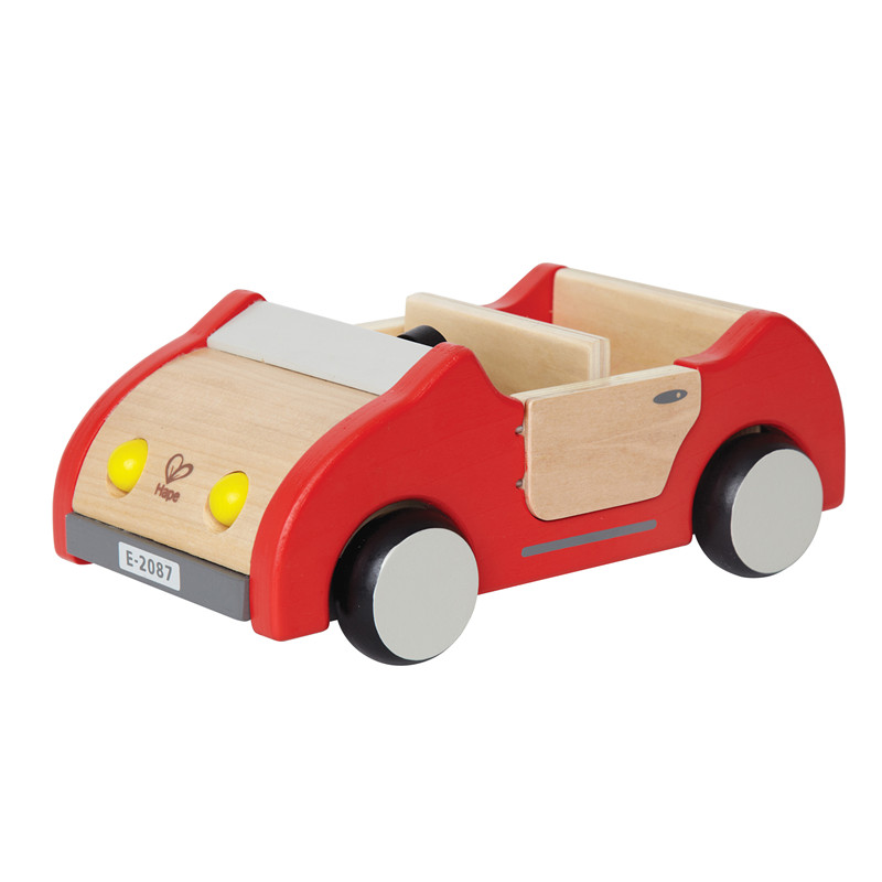 हाप डॉलहाउस फैमिली कार | लकड़ी के गुड़िया घर कार खिलौना, पूरा गुड़िया हाउस फर्नीचर सेट के लिए पुश वाहन गौण